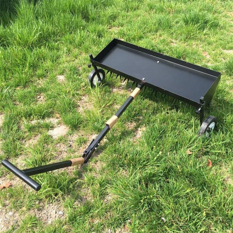 針式垂直上下草坪打孔機_無動力打孔機_草地拖拉式增氧鉆孔機